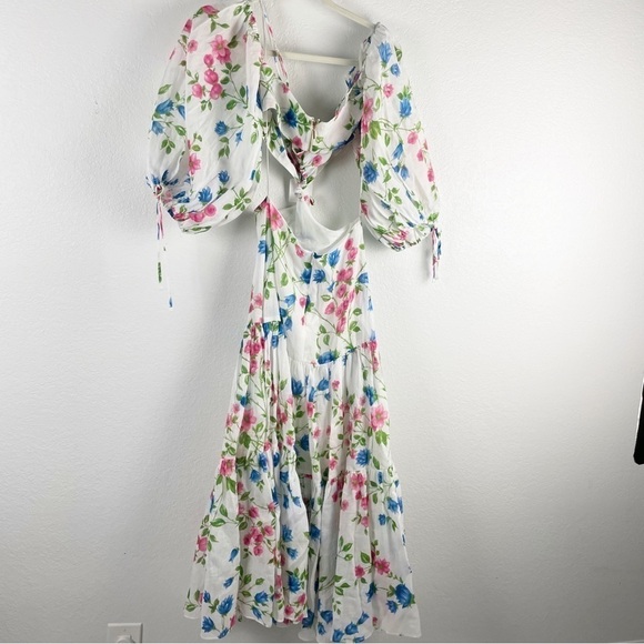 Alice McCall Rolling Meadows Floral Midi Dress Cut Out Cotton White Summer Party - Picture 7 of 14